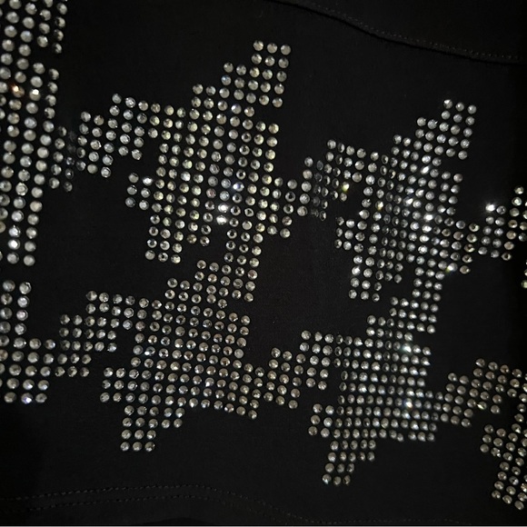 Susan Graver‎ Artisan Womens Top Black 1X Asymmetrical Rhinestone Casual Shimmer - Picture 6 of 16